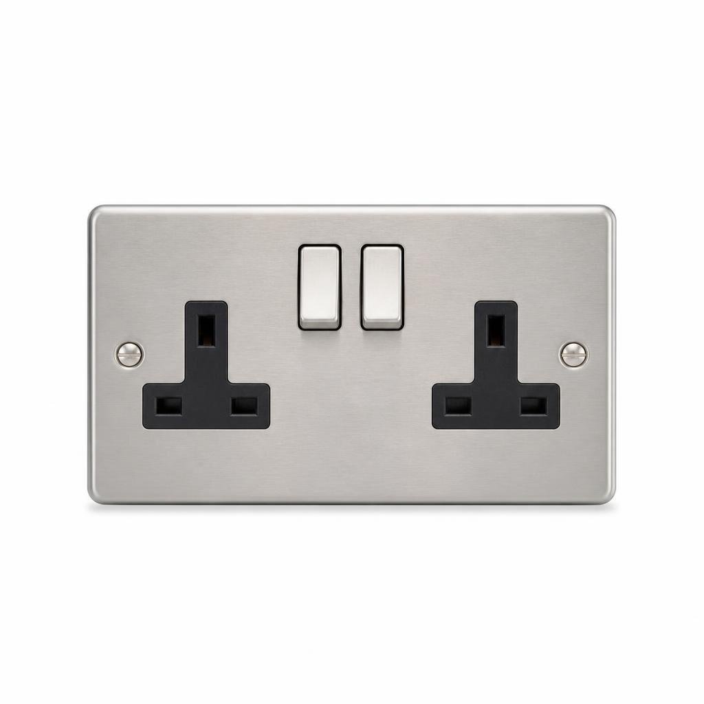 MK G2946 13A METAL CLAD DOUBLE SWITCH SOCKET