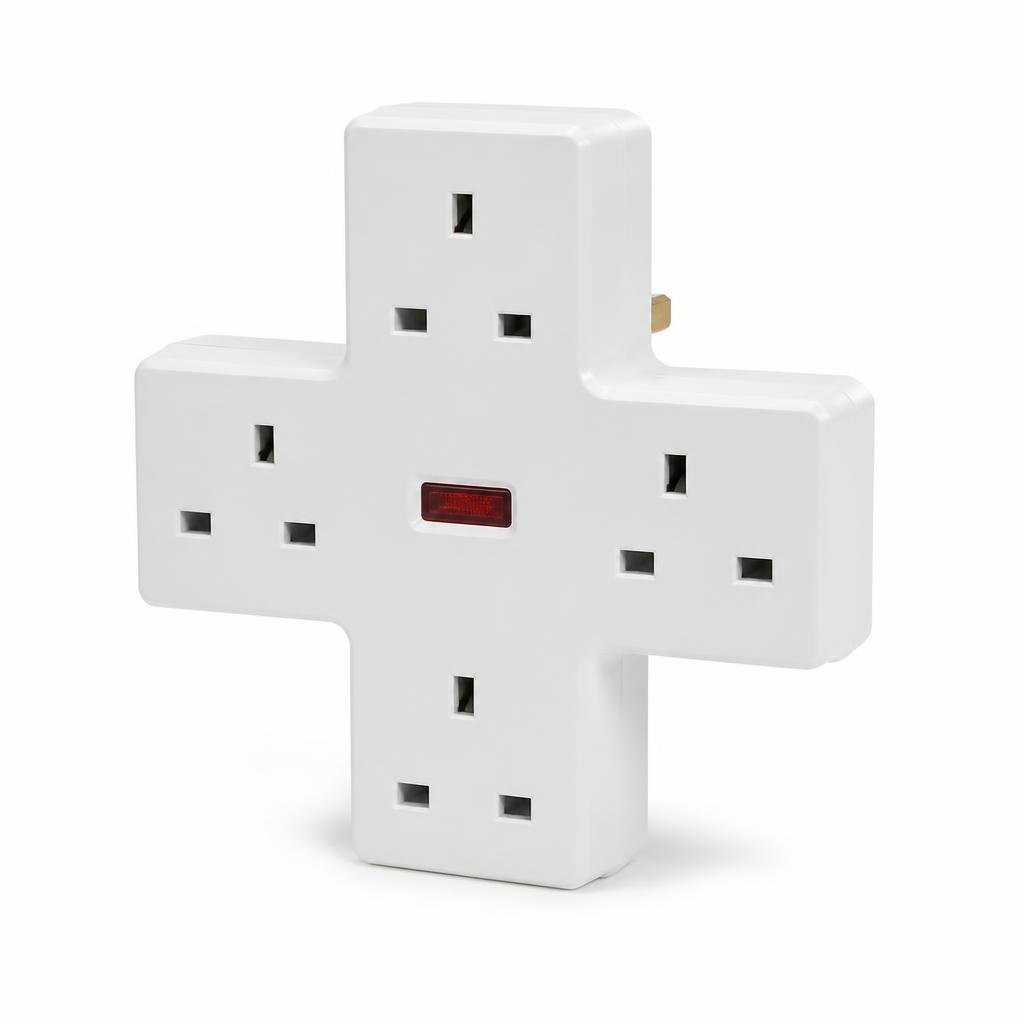 EUROSONIC 8744 4WAY T-ADAPTOR NEON C/W SURGE - SIRIM