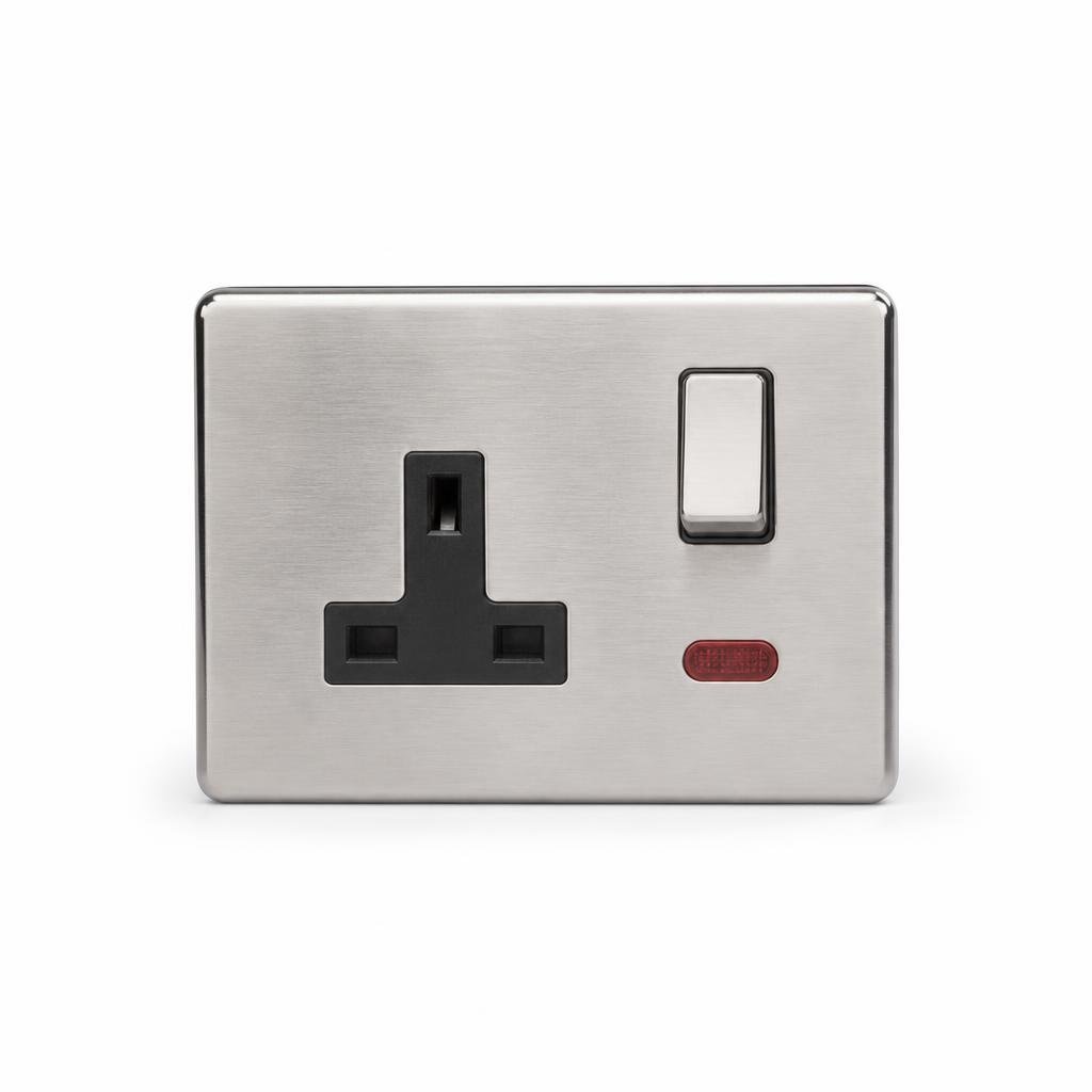 DESIGNER 13A 1G SWITCH SOCKET NEON
