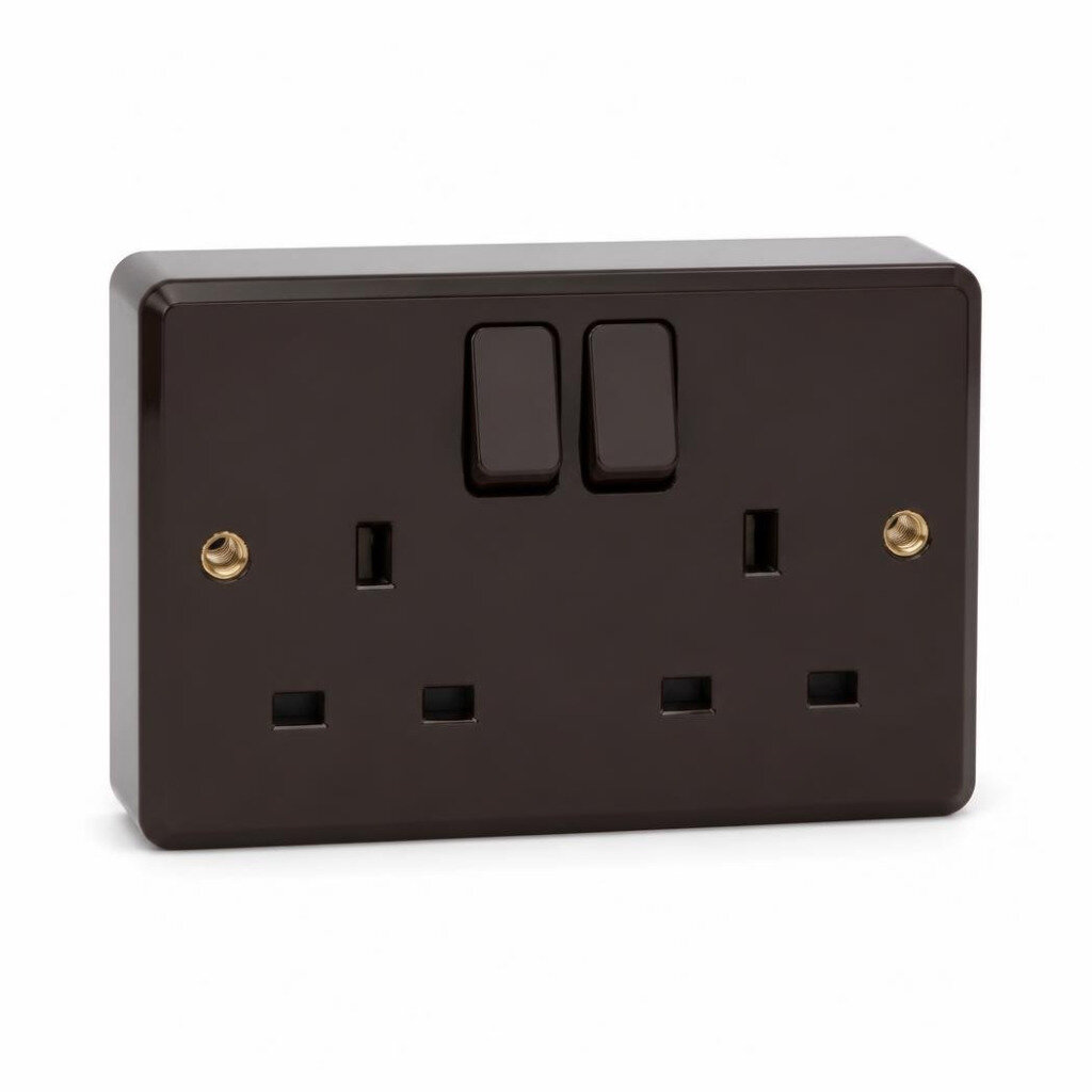 JET MP22 IP66 13A 2GANG DP BAKELITE SWITCH SOCKET