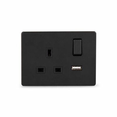 RAPID-TECH 13A USB WALL SWITCH SOCKET - BLACK