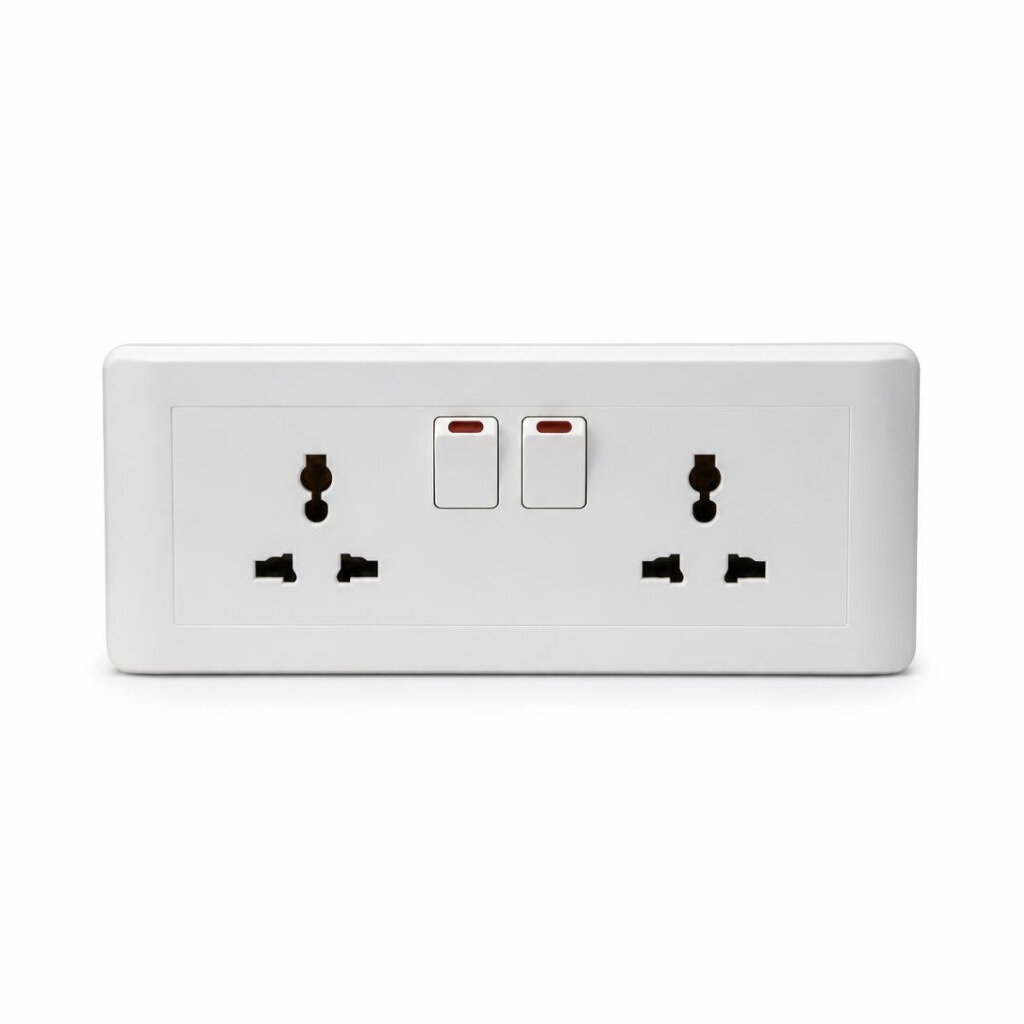 MD 4G X 2MTR EXT.SWITCH SOCKET OUTLET NEON