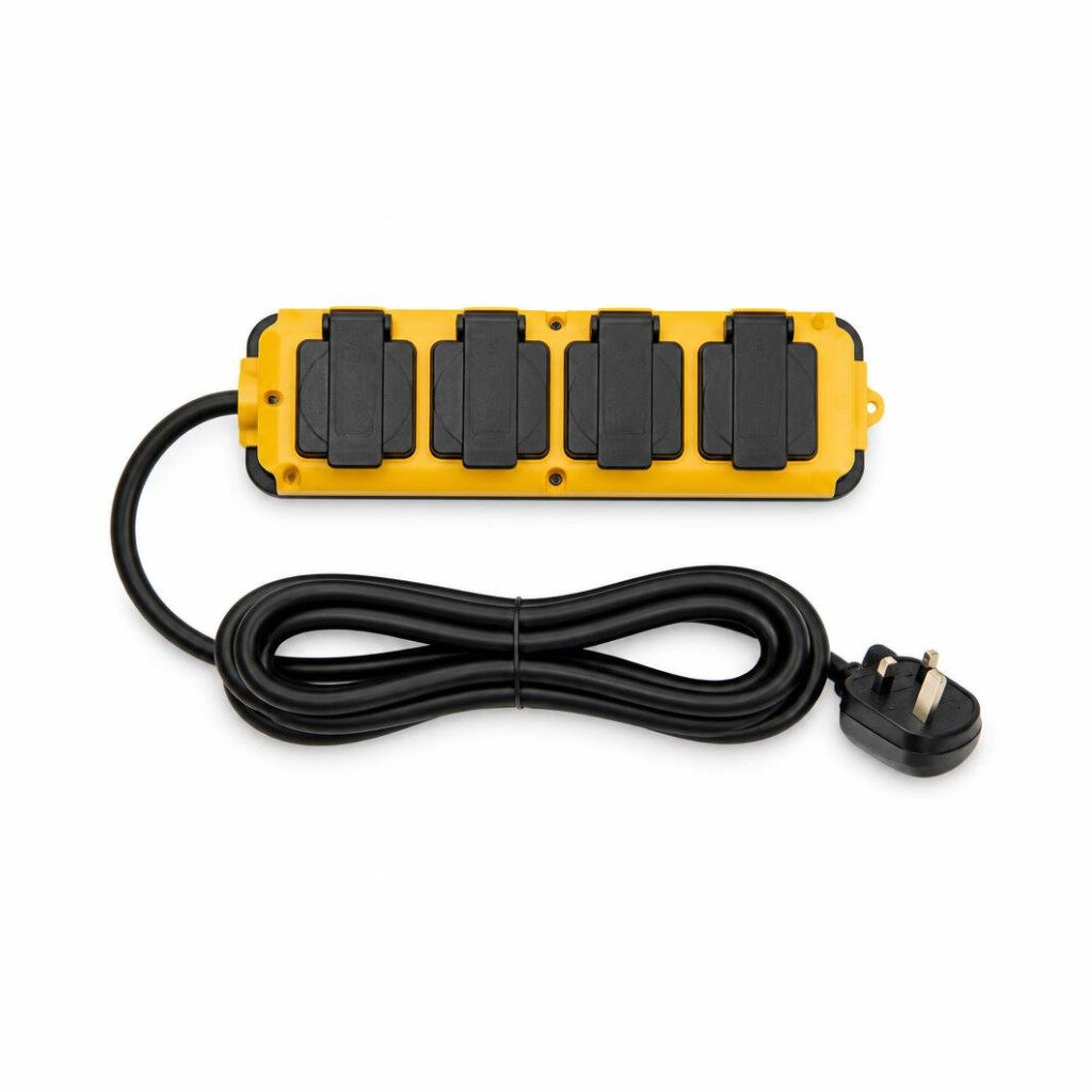 YELLOW/BLACK 4G X 2MTR EXT.SWITCH SOCKET OUTLET