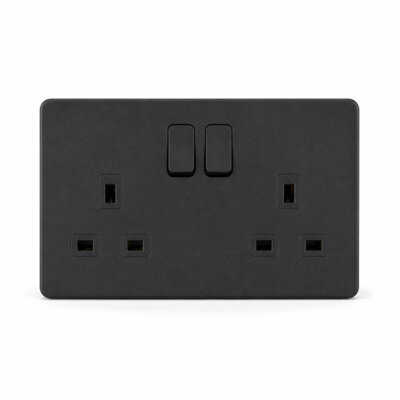 HAGER MUSE WGMS213SKB 13A 2G SWITCH SOCKET (KNIGHT BLACK)