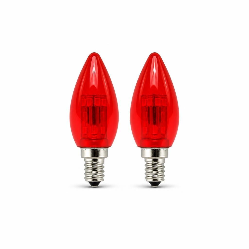 RED E12 7LED CHILI BULB -2PCS