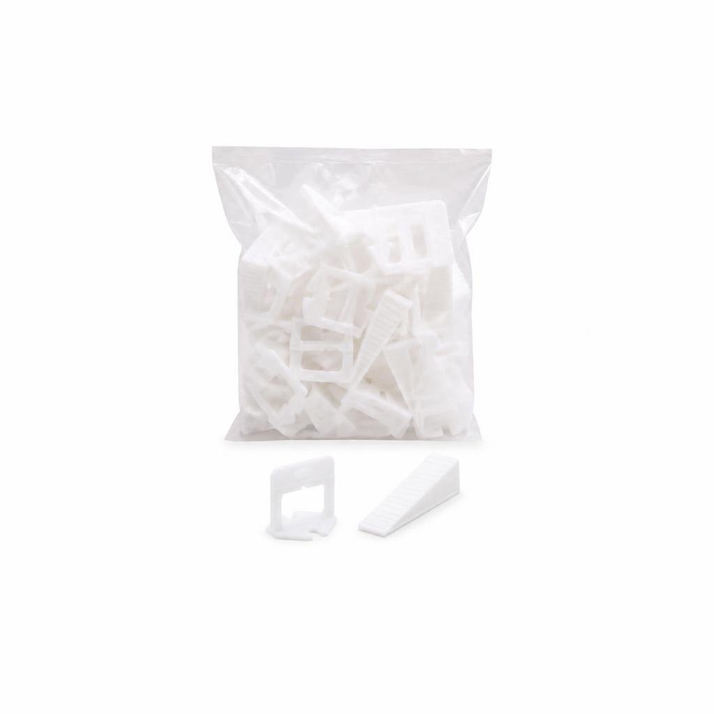 TILE LEVELLING SPACER & WEDGE 2.0MM WHITE CLIP (100PCS/PKT)
