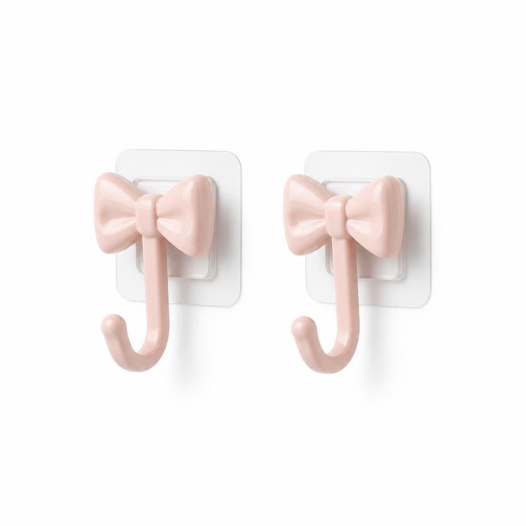 2PCS BOWKNOT HOUSEHOLD WALL STICKY HOOK