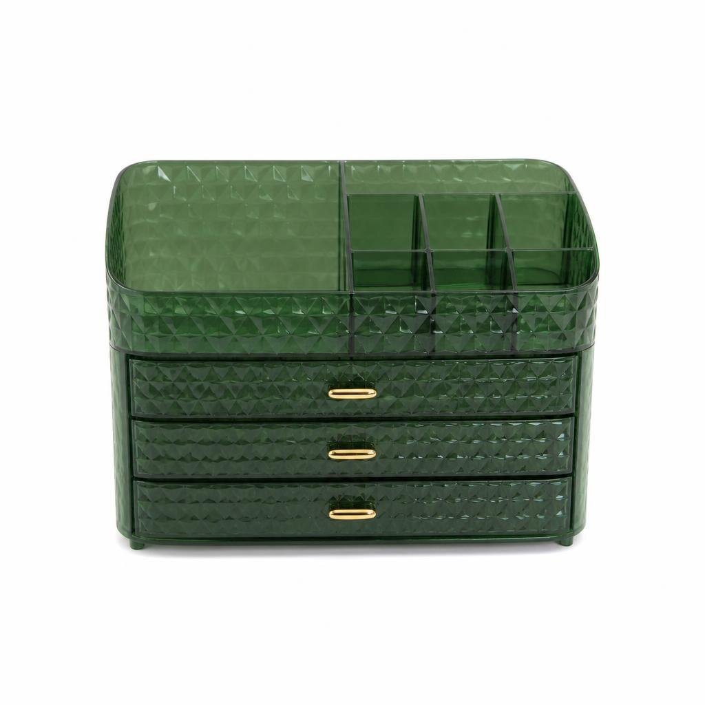 TABLE TOP DRAWER MAKE UP ORGANIZER BOX - GREEN