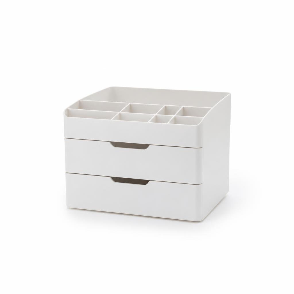 TABLE TOP DRAWER MAKE UP ORGANIZER BOX - WHITE