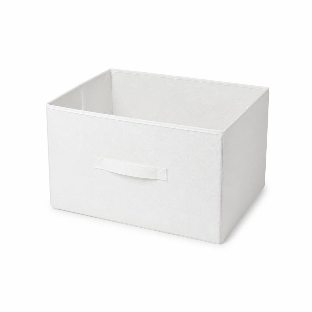 36X24X24CM LINEN NON-WOVEN STORAGE BOX - WHITE