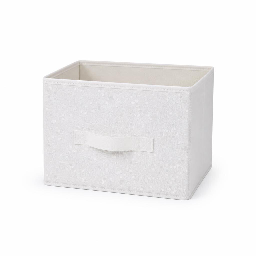 25X19X16CM LINEN NON-WOVEN STORAGE BOX - WHITE