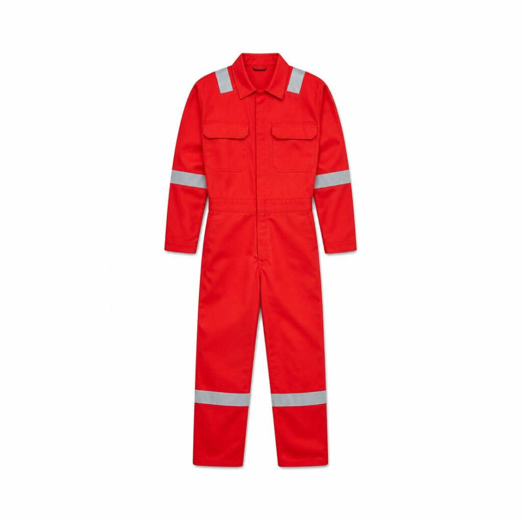 195G 4XL COTTON COVERALL RED 5" X 2" SILVER REFLECTOR