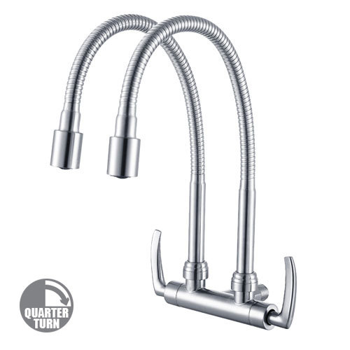 Aimer Twins Spout Flexi Hose Wall Sink Tap AMFC 1959 H