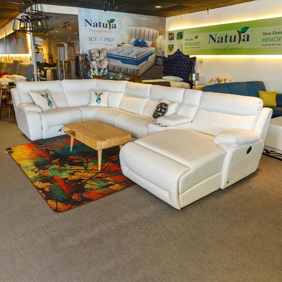 White Corner 5 Seater Sofa Set COLOU