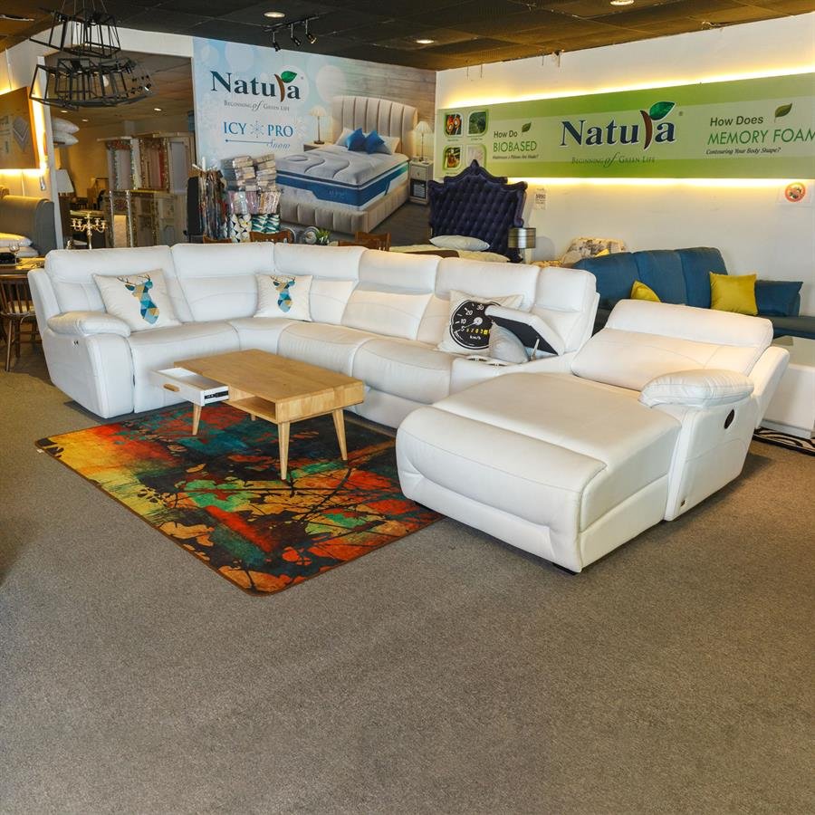 White Corner 5 Seater Sofa Set COLOU