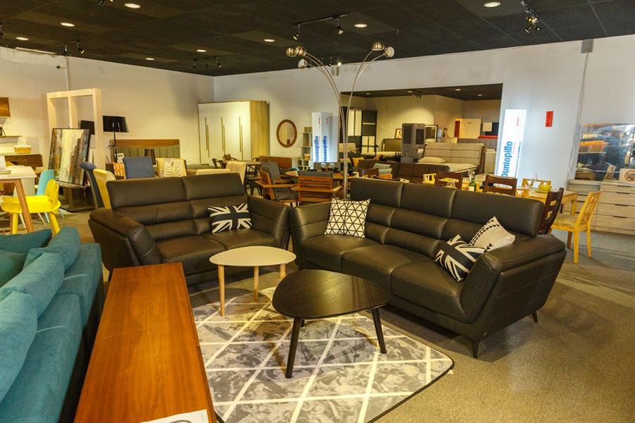 Black Genuine Leather 2+3 Seater living room