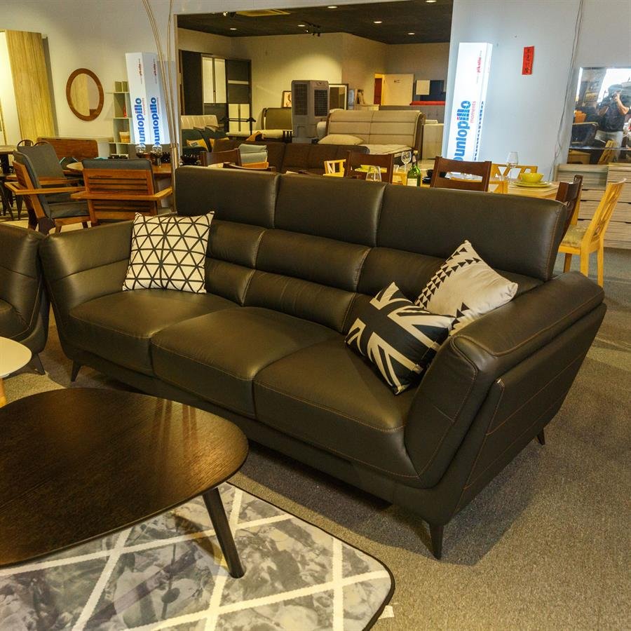 Black Genuine Leather 2+3 Seater living room