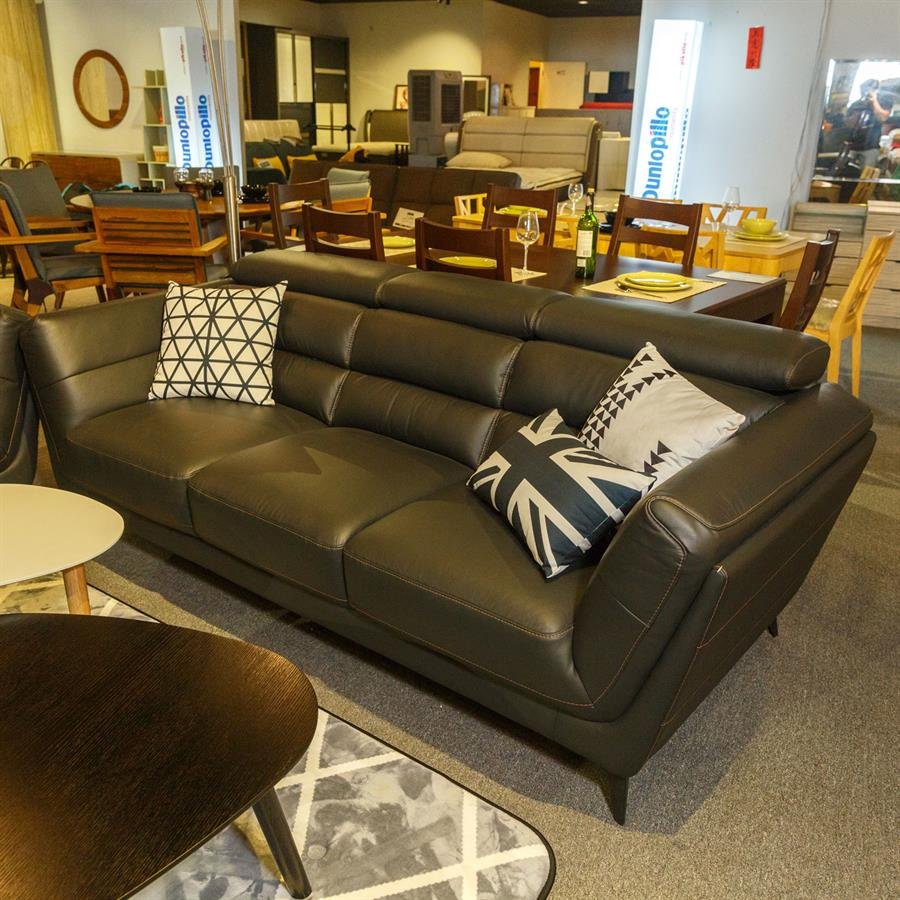 Black Genuine Leather 2+3 Seater living room