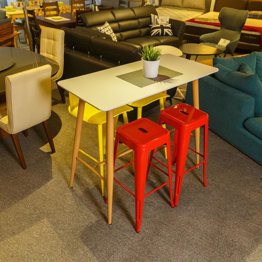Bar Dining Set 1 Table + 2 Red Stools + 2 Low Back Stools 11101-BT