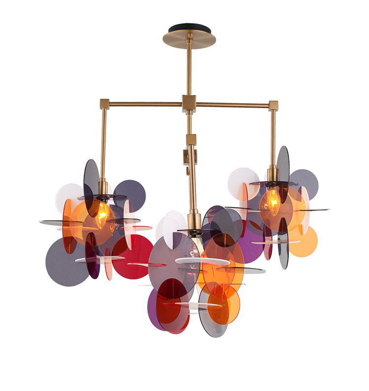 Chandelier  Material: Mirror Stainless Steel + Acrylic F00185D-4 (Brushed Brass)