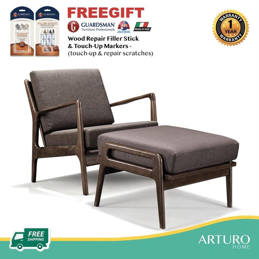 Arturo - Jacobe Lounge Chair/ Arm Chair/ Ottoman/ Mid-century Design/ Retro/ Solid Wood (FREE Shipping to West Malaysia)