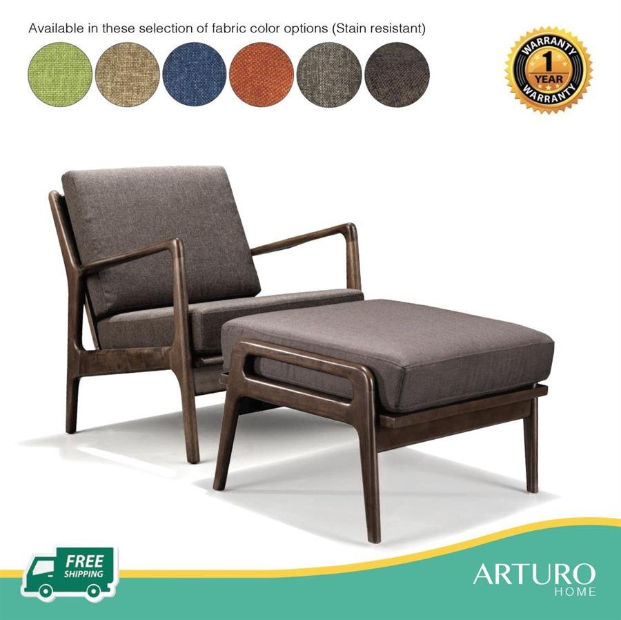 Arturo - Jacobe Lounge Chair/ Arm Chair/ Ottoman/ Mid-century Design/ Retro/ Solid Wood (FREE Shipping to West Malaysia)