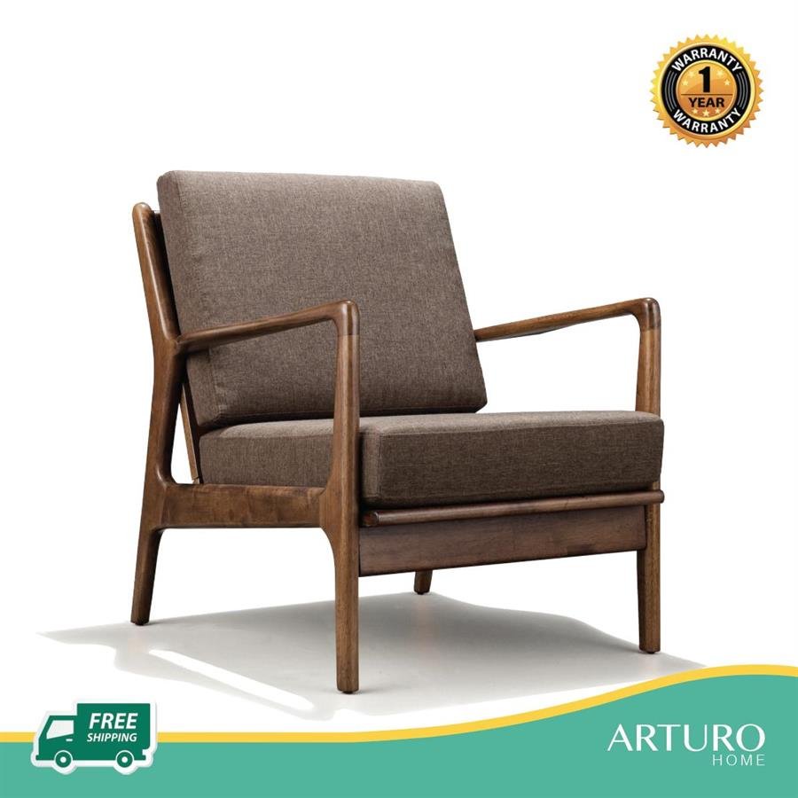 Arturo - Jacobe 1 + 2 + 3 Seater Sofa Set/ Armchair/ Love Seat/ Mid-century Design/ Retro/ Solid Wood/ Brown Fabric Sofa (FREE Shipping to West Malaysia)