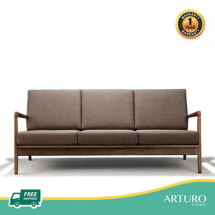 Arturo - Jacobe 1 + 2 + 3 Seater Sofa Set/ Armchair/ Love Seat/ Mid-century Design/ Retro/ Solid Wood/ Brown Fabric Sofa (FREE Shipping to West Malaysia)