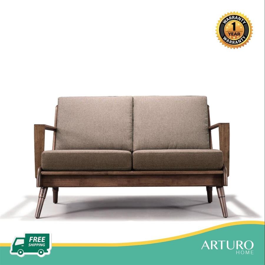 Arturo - Brendo 2 + 3 Seater Sofa Set/ Brown Fabric Sofa/ Mid-century Design/ Retro/ Solid Wood (FREE Shipping to West Malaysia)