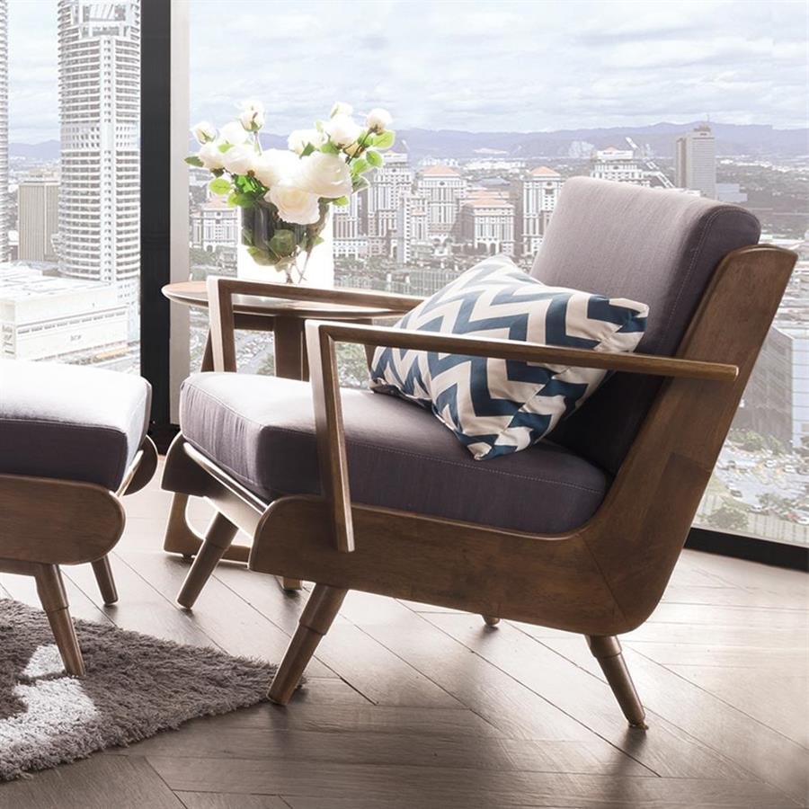 Arturo - Brendo 2 + 3 Seater Sofa Set/ Brown Fabric Sofa/ Mid-century Design/ Retro/ Solid Wood (FREE Shipping to West Malaysia)