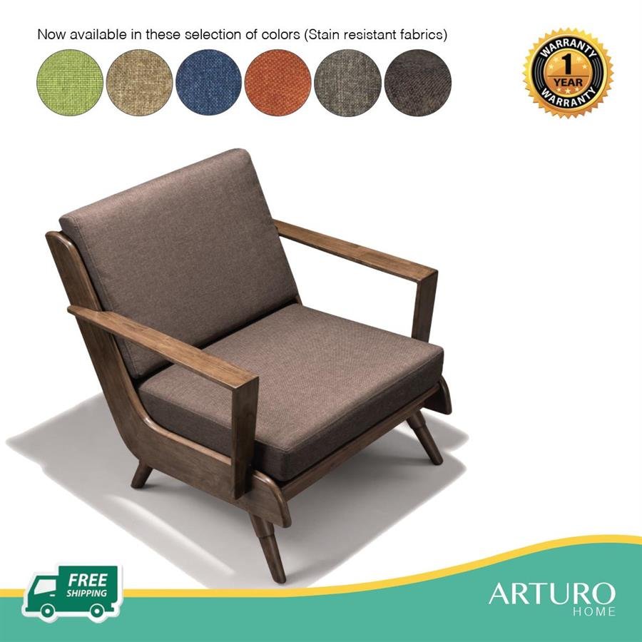 Arturo - Brendo 1+ 2 + 3 Seater Sofa Set/ Brown Fabric Sofa/ Mid-century Design/ Retro/ Solid Wood (FREE Shipping to West Malaysia)
