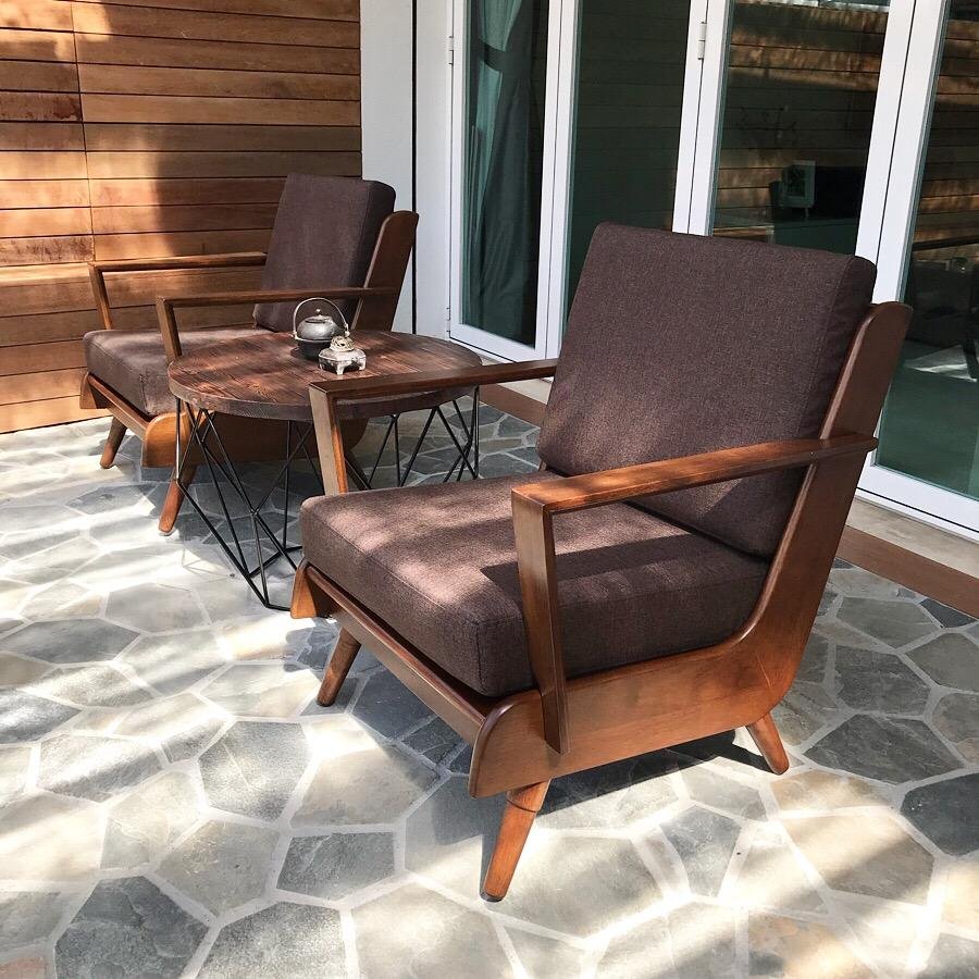 Arturo - Brendo 1+ 2 + 3 Seater Sofa Set/ Brown Fabric Sofa/ Mid-century Design/ Retro/ Solid Wood (FREE Shipping to West Malaysia)