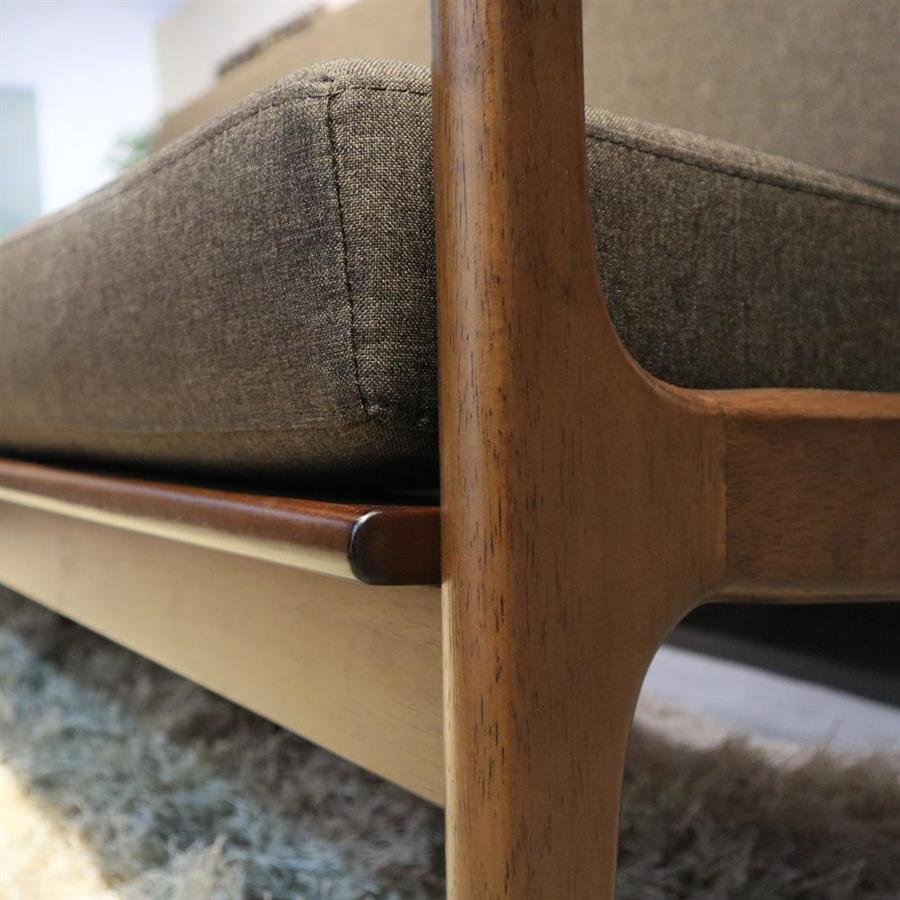 Arturo - Jacobe 2 Seater Sofa + 3 Seater Sofa Set/ Love Seat/ Mid-century Design/ Retro/ Solid Wood/ Brown Fabric Sofa (FREE Shipping to West Malaysia)