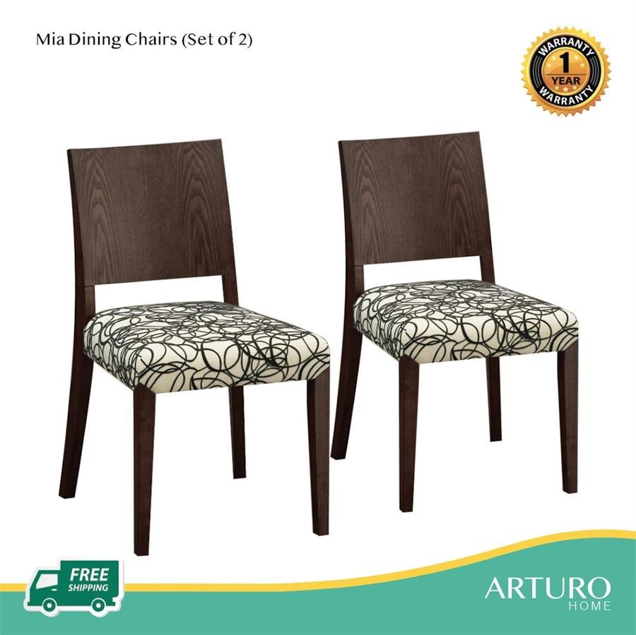Arturo - Mia Dining Chairs (Set of 2) / Solid Wood Chair / Fabric Chair (Free Shipping to West Malaysia)
