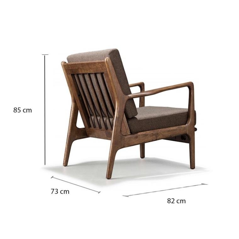 Arturo - Jacobe Living Room Set  (1 + 1 + 3 seater + Cofee Table) / Arm Chair/ Coffee Table/ 3 seater sofa/ Mid-century Design/ Retro/ Solid Wood/ Brown Fabric Sofa (FREE Shipping to West Malaysia)
