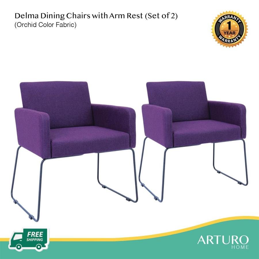 Arturo - Delma Dining Chair with Arm Rest (set of 2)/ Arm Chair/ Fabric Chair (FREE Shipping to West Malaysia)