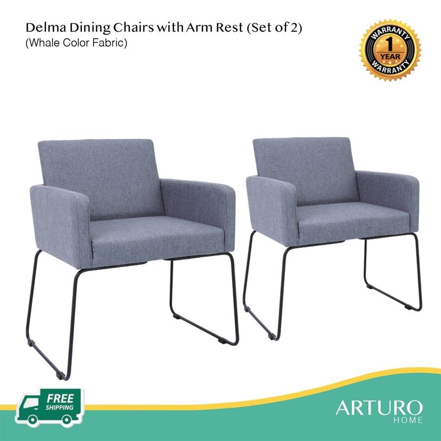Arturo - Delma Dining Chair with Arm Rest (set of 2)/ Arm Chair/ Fabric Chair (FREE Shipping to West Malaysia)