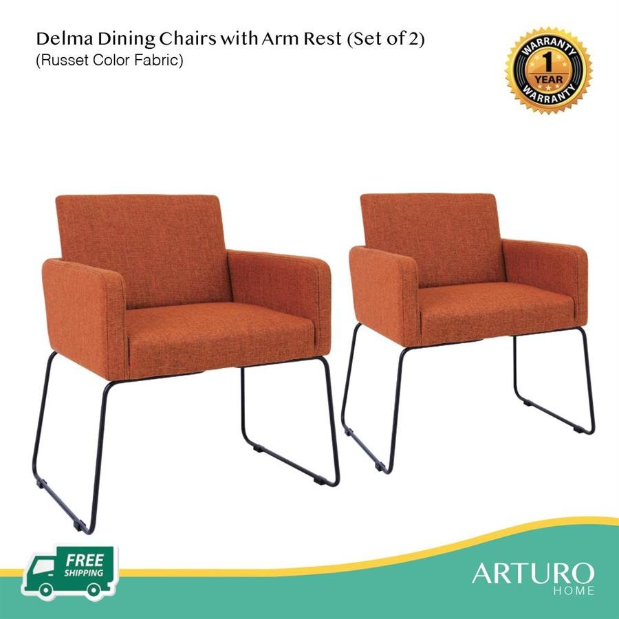 Arturo - Delma Dining Chair with Arm Rest (set of 2)/ Arm Chair/ Fabric Chair (FREE Shipping to West Malaysia)