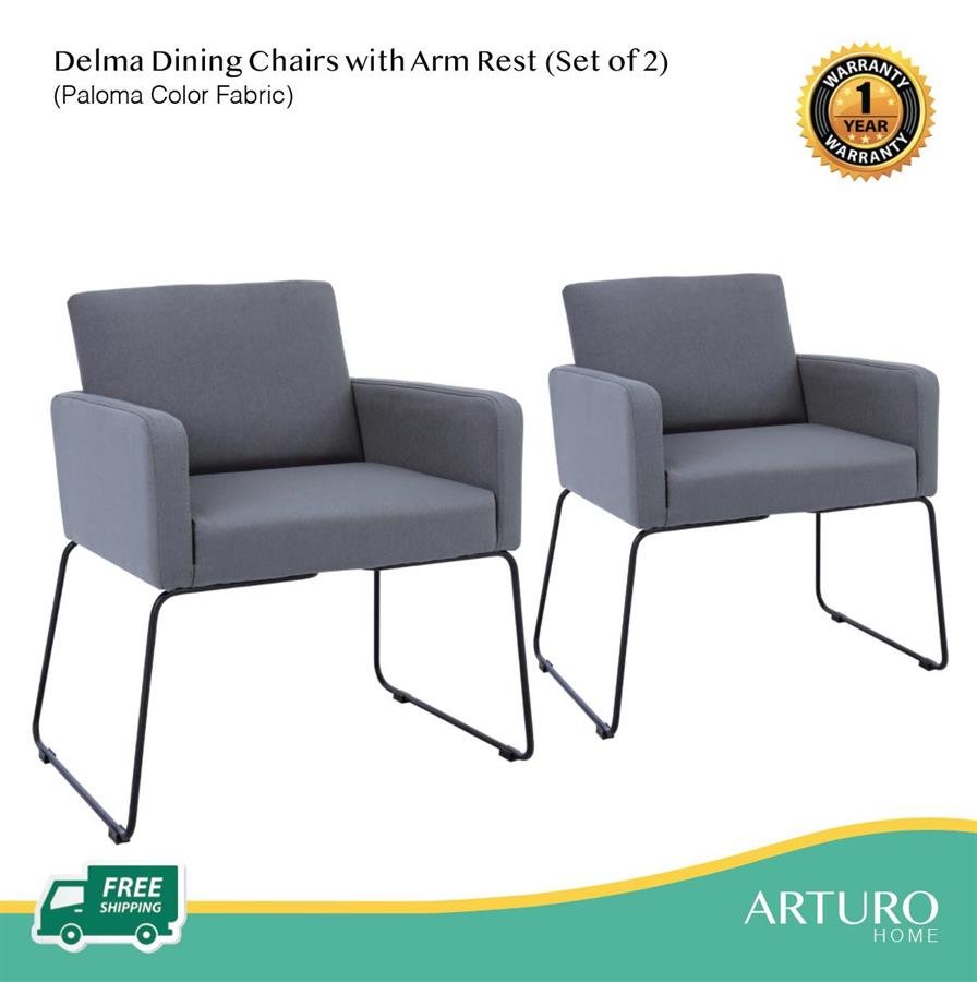 Arturo - Delma Dining Chair with Arm Rest (set of 2)/ Arm Chair/ Fabric Chair (FREE Shipping to West Malaysia)