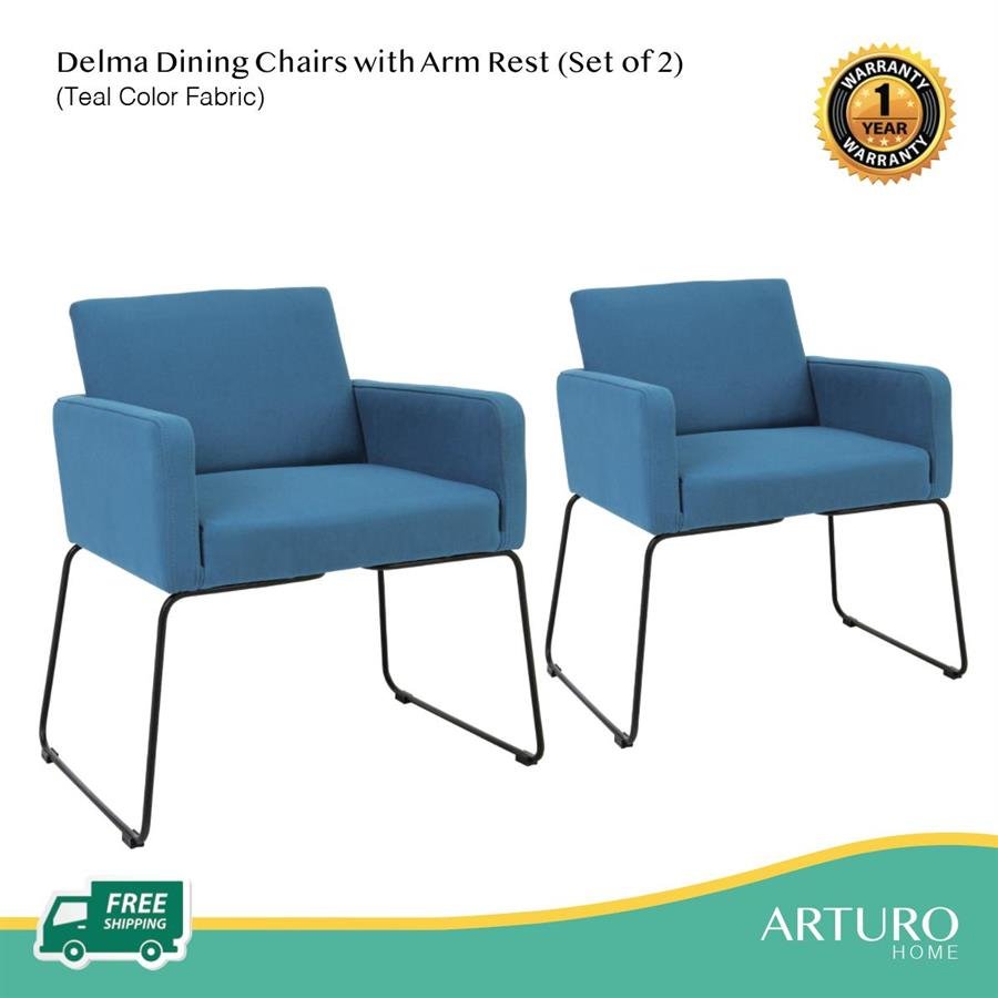Arturo - Delma Dining Chair with Arm Rest (set of 2)/ Arm Chair/ Fabric Chair (FREE Shipping to West Malaysia)