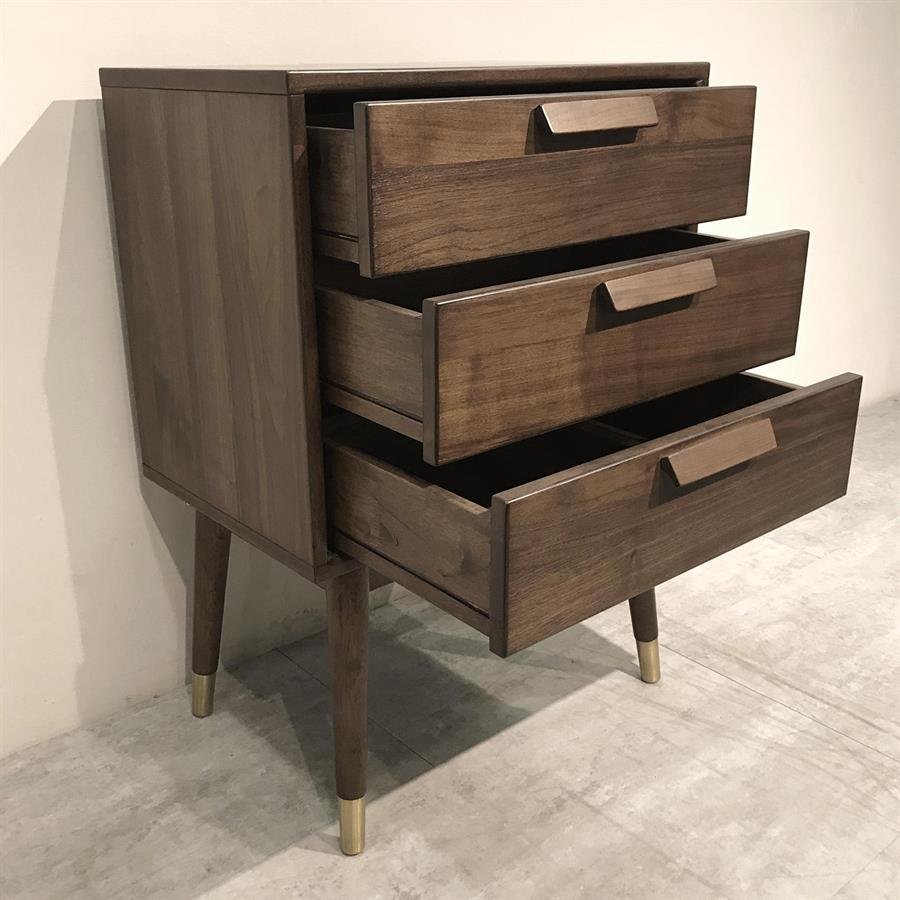 Arturo - Charlie 3 Drawer Dresser/ Solid Wood Dresser/ Walnut Veneer/ Mid-century (FREE Shipping to West Malaysia)