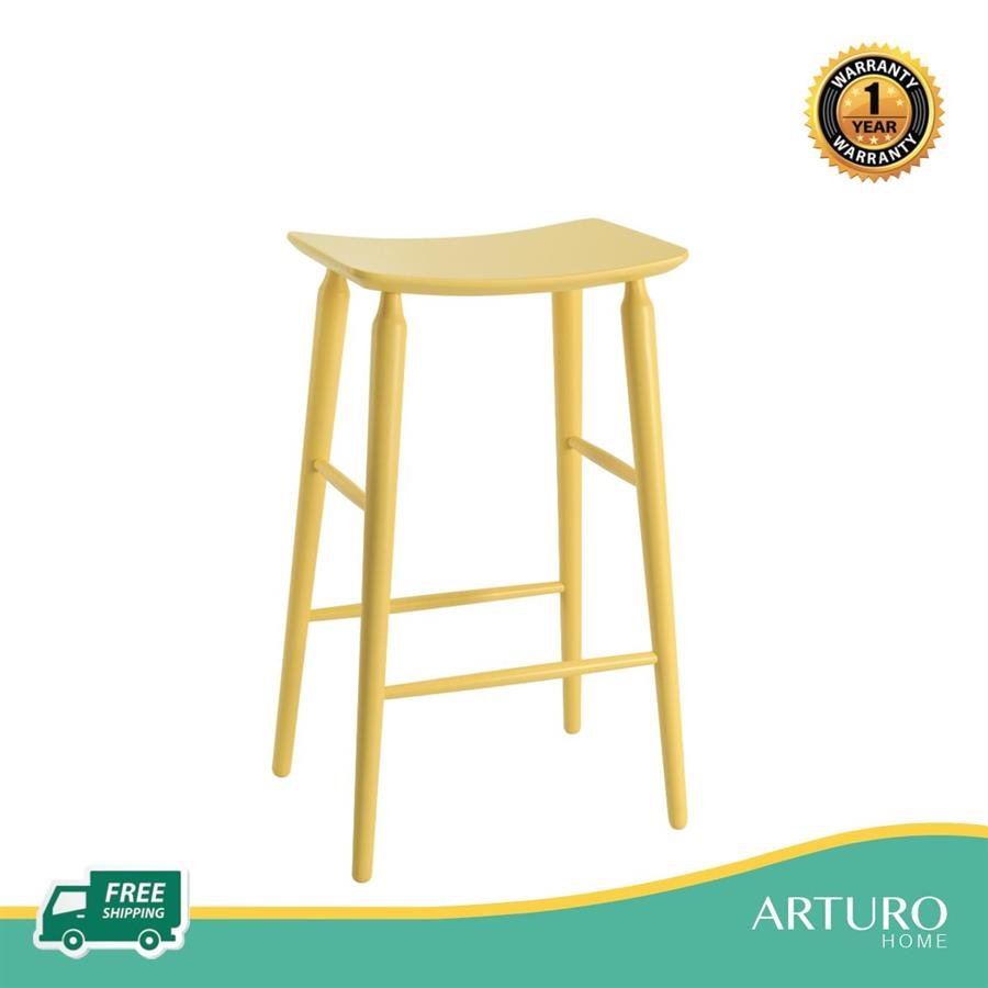 Arturo - Hester (Pastel Yellow/ Black/ Grey/ Green/ Nude color) Bar Stool/ Solid Wood Bar Stool (FREE Shipping to West Malaysia)