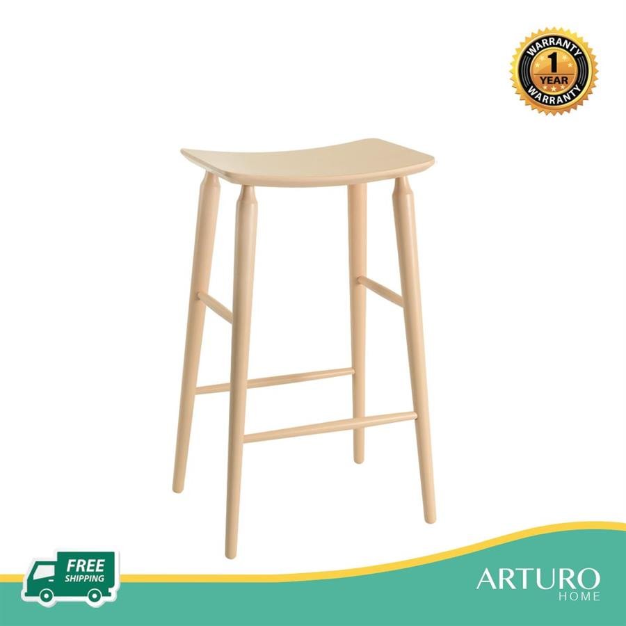 Arturo - Hester (Pastel Yellow/ Black/ Grey/ Green/ Nude color) Bar Stool/ Solid Wood Bar Stool (FREE Shipping to West Malaysia)