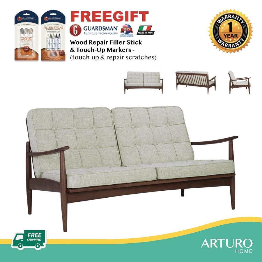 Arturo - Rippon 2 Seater Sofa/ Love Seat/ Twin Seater Sofa/ Fabric Sofa/ Solid Oak Wood/ Mid-century Design/ Retro (FREE Shipping to West Malaysia)
