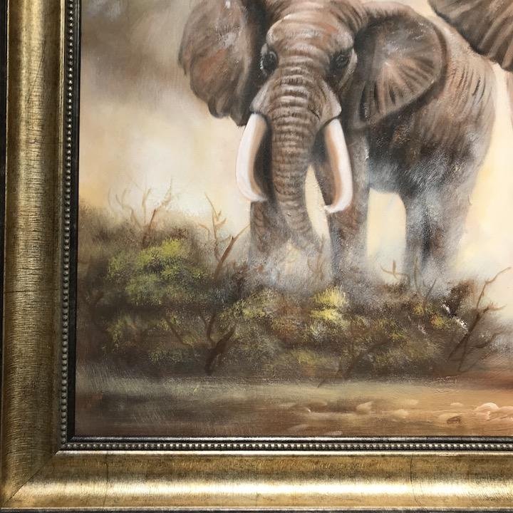 Arturo Oil Painting Elephant Herd