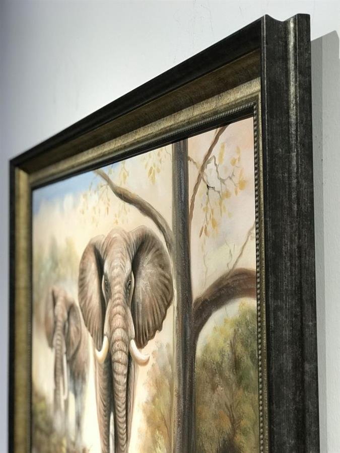 Arturo Oil Painting Elephant Herd