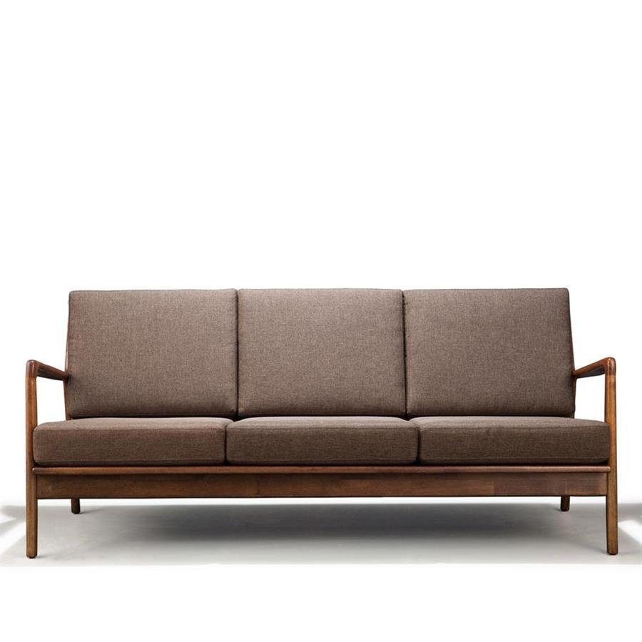 Arturo - Jacobe 1 Seater Sofa + 3 Seater Sofa Set/ Arm Chair/ Mid-century Design/ Retro/ Solid Wood/ Brown Fabric Sofa (FREE Shipping to West Malaysia)