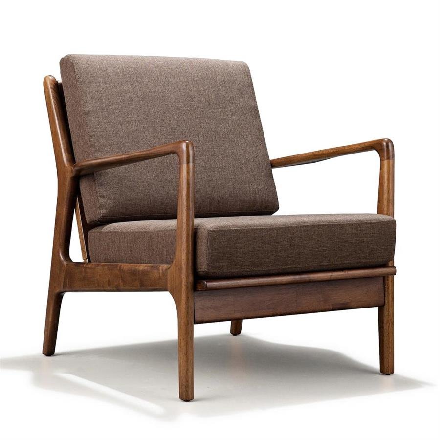 Arturo - Jacobe 1 Seater Sofa + 3 Seater Sofa Set/ Arm Chair/ Mid-century Design/ Retro/ Solid Wood/ Brown Fabric Sofa (FREE Shipping to West Malaysia)