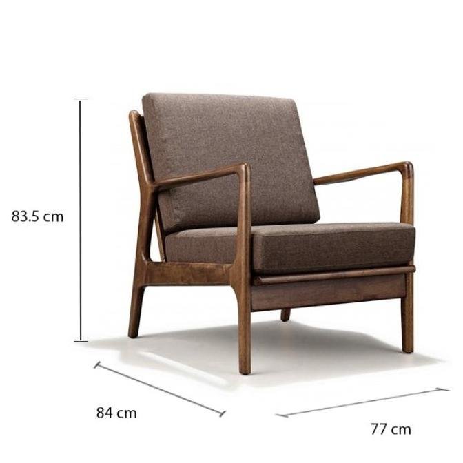 Arturo - Jacobe 1 Seater Sofa + 3 Seater Sofa Set/ Arm Chair/ Mid-century Design/ Retro/ Solid Wood/ Brown Fabric Sofa (FREE Shipping to West Malaysia)