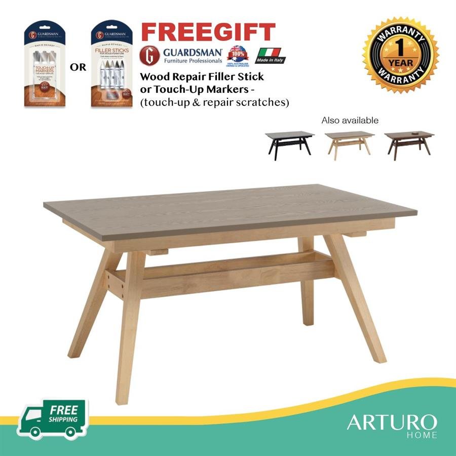 Arturo - Valko Dining Table (1.5M)/ Rectangle Table/ Solid Wood Table (FREE Shipping to West Malaysia)